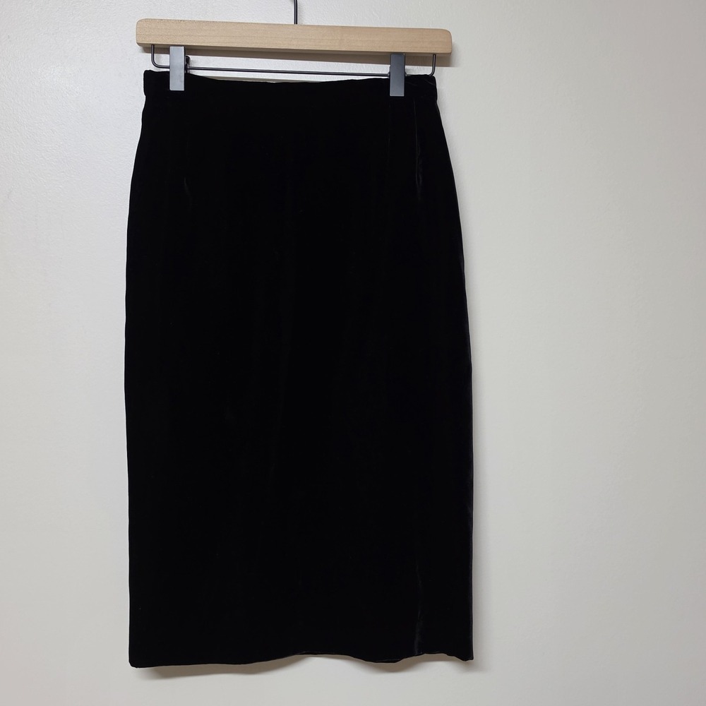 Rena Lange Black Velvet Pencil Skirt Womens 36 Purple Lined Midi Luxury Germany